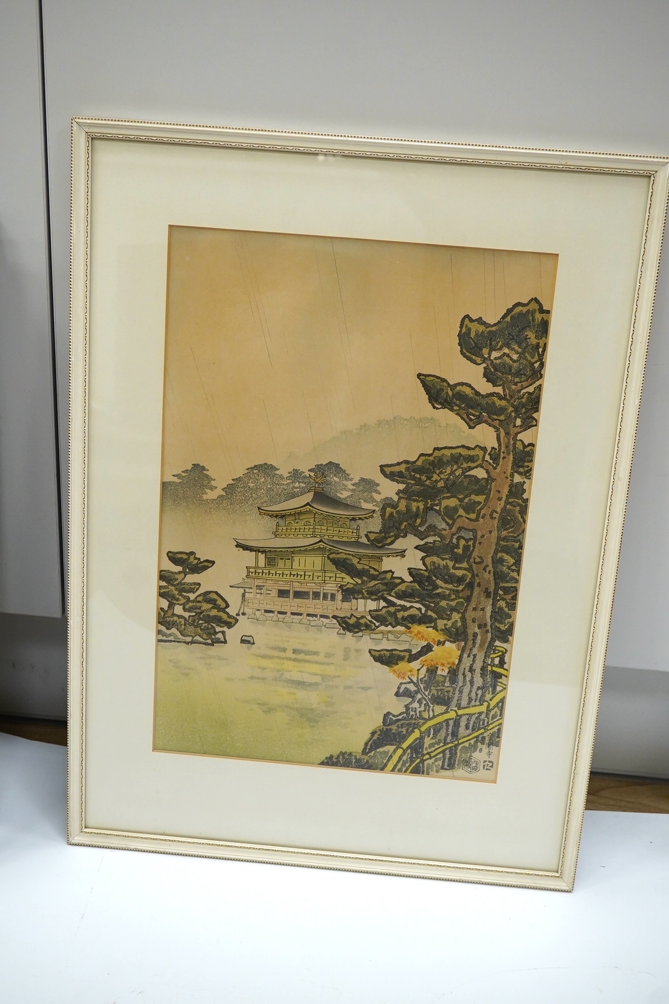 Nisaburo Ito (1905-2001), two pairs of Japanese woodblock prints, Pagodas, signed with character marks, largest each 39 x 26cm. Condition - fair to good, some minor discolouration